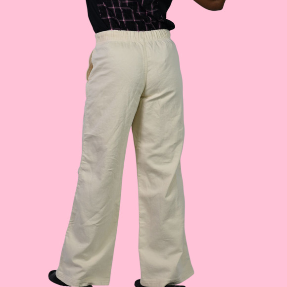 Aerie Me Day Pants Tan Khaki Tie Waist Wide Leg Flare Cotton Soft Relaxed Small - Picture 2 of 14